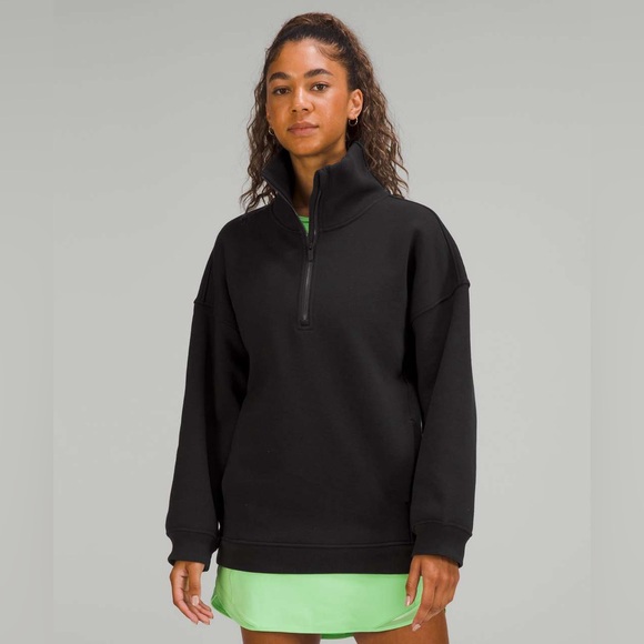 Lululemon Black Half-Zip Pullover Sweatshirt M/L oversized - Picture 2 of 7